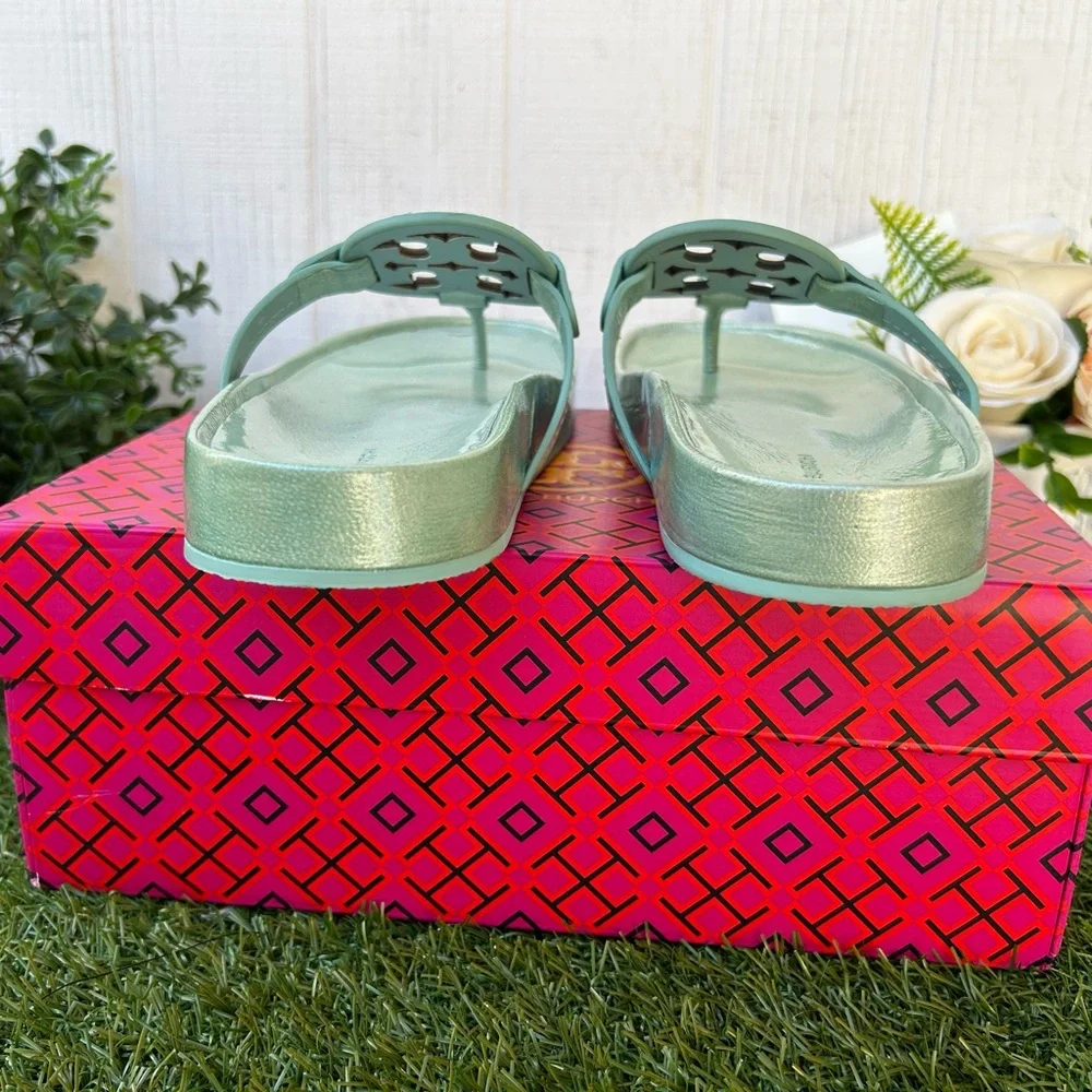 TORY BURCH MILLER CLOUD METALLIC LEATHER AUDREY BLUE 400 SIZE US 8  NEW